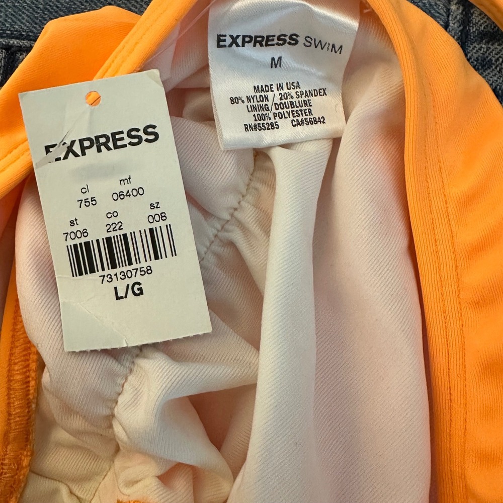 Express Swimsuit Medium Orange Fringe Cutout Monokini‎ Boho Festival Summer NWT - Picture 6 of 6